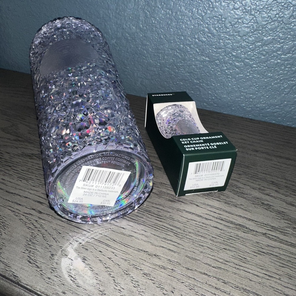 Starbucks Iridescent Gem 24oz Cold Cup Tumbler & Matching Keychain Holiday 2024 - Picture 3 of 3